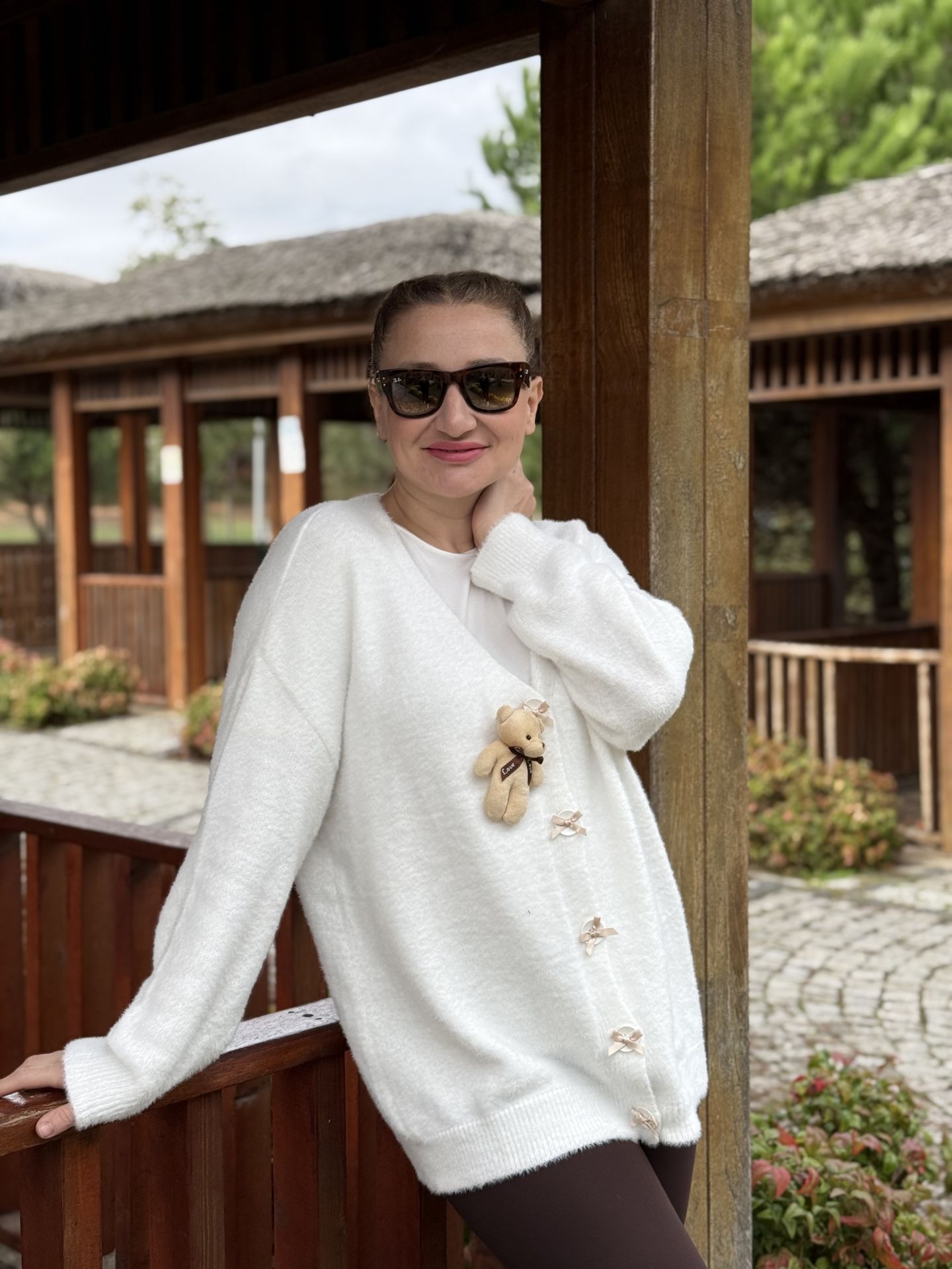 Teddy peluş hırka beyaz