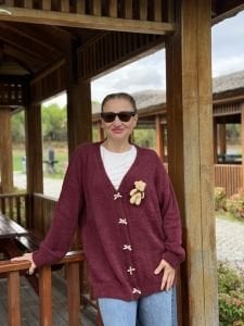 Teddy peluş hırka Bordo