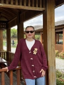 Teddy peluş hırka Bordo