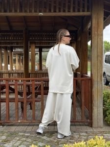 Baskılı Oysho pamuk takım beyaz