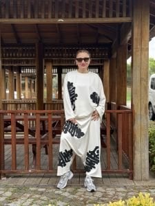 Baskılı Oysho pamuk takım beyaz