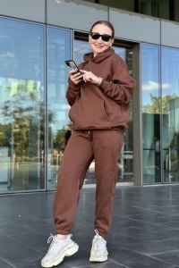 Unisex oversize ORJ Kahverengi Takım