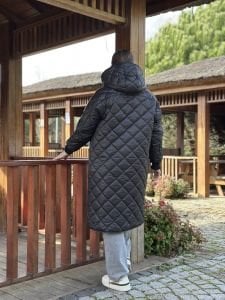 Massi model kapitone uzun mont siyah