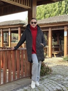 Beymen model kapitone mont siyah