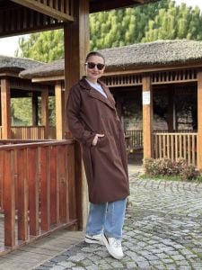 Kahve Z.R süet trençkot