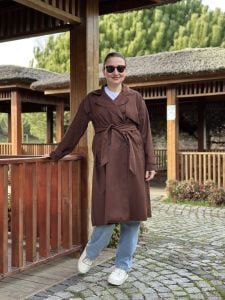 Kahve Z.R süet trençkot