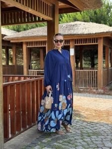 Lacivert mango katleya elbise