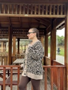 VİZON Leopar Yumoş hırka