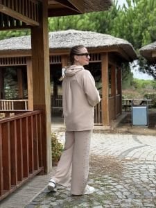 Taşlı tasarım Oysho takım Bej