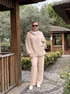 Taşlı tasarım Oysho takım Bej