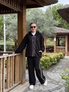 Taşlı tasarım Oysho takım Siyah