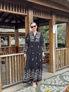 Yasmin Viskon katleya elbise siyah
