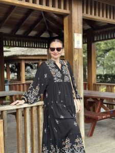 Yasmin Viskon katleya elbise siyah