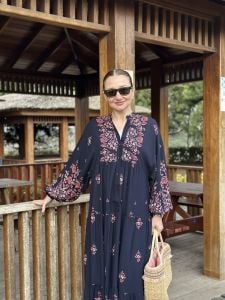 Yasmin Viskon katleya elbise lacivert