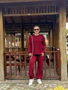 İncili tasarım Oysho takım Bordo