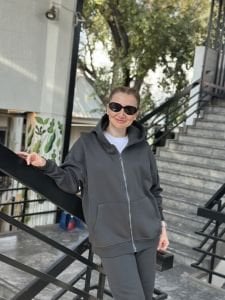 Antrasit Unisex Fermuarlı Oversize ORJ eşofman Takım