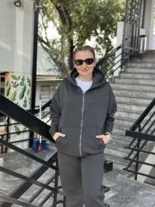 Antrasit Unisex Fermuarlı Oversize ORJ eşofman Takım