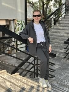 Antrasit Unisex Fermuarlı Oversize ORJ eşofman Takım