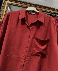 Pamuklu pantolonlu Takım bordo
