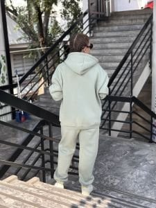 Çağla yeşili Unisex Fermuarlı Oversize ORJ.eşofman Takım