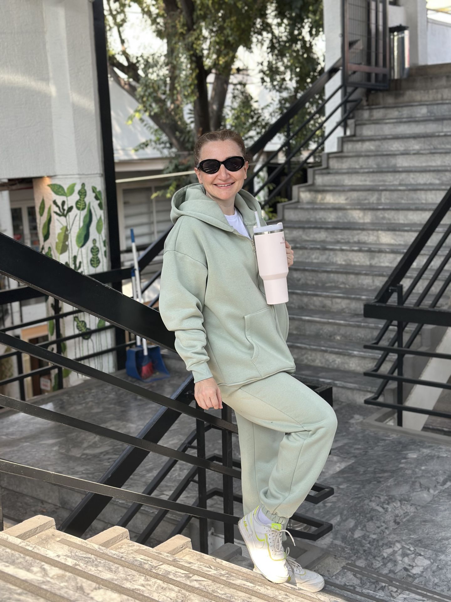 Çağla yeşili Unisex Fermuarlı Oversize ORJ.eşofman Takım