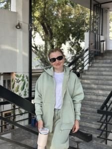 Çağla yeşili Unisex Fermuarlı Oversize ORJ.eşofman Takım