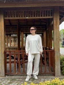 İncili tasarım Oysho takım Beyaz