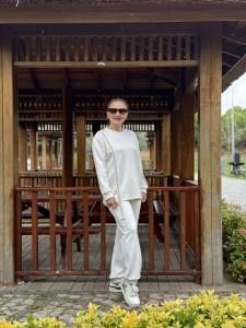 İncili tasarım Oysho takım Beyaz