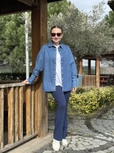 Orjinal klasik Oversize Kot gömlek mavi