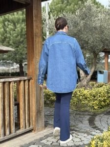 Orjinal klasik Oversize Kot gömlek mavi