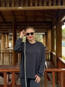 İncili tasarım Oysho takım Lacivert