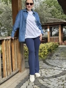 İspanyol paça tayt lacivert