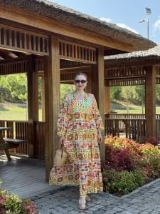 Gökkuşağı Viskon Seçil elbise