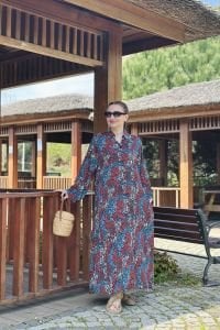 Begonya Viskon gömlek elbise kırmızı