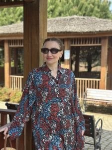 Begonya Viskon gömlek elbise kırmızı