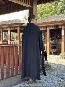 Kemerli tensel gömlek elbise siyah