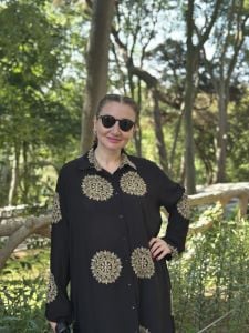 Viskon Nakışlı pantolon Takım Siyah