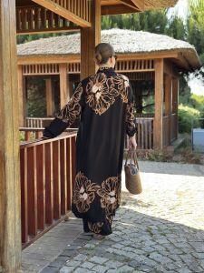 Viskon leylak pantolonlu Takım Siyah