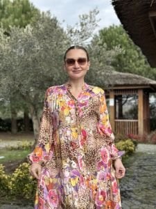 Viskon tüm düğmeli lizy elbise