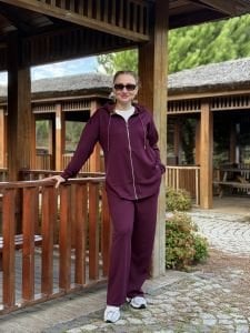 2263 Oysho takım fermuarlı Mürdüm