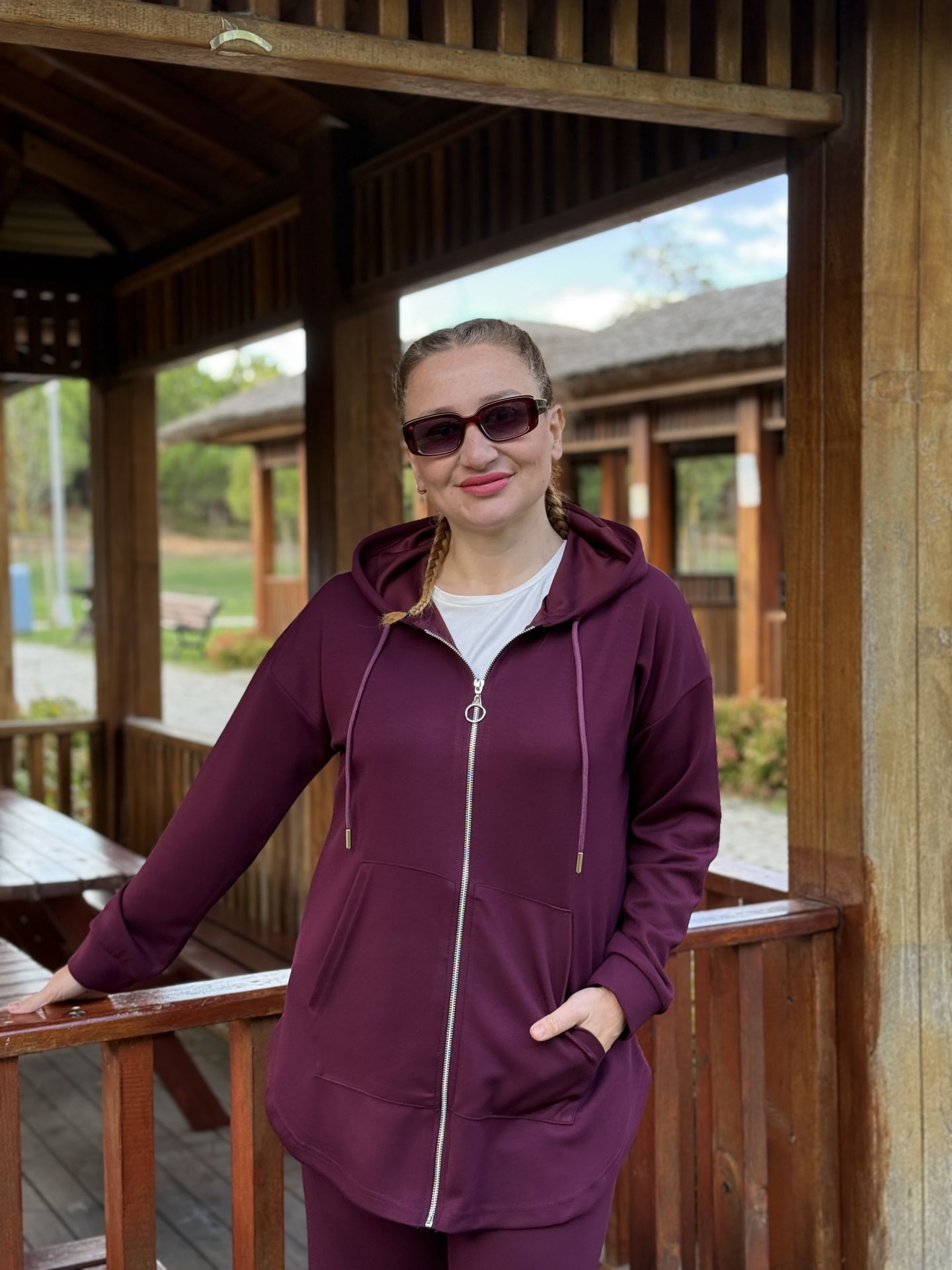 2263 Oysho takım fermuarlı Mürdüm