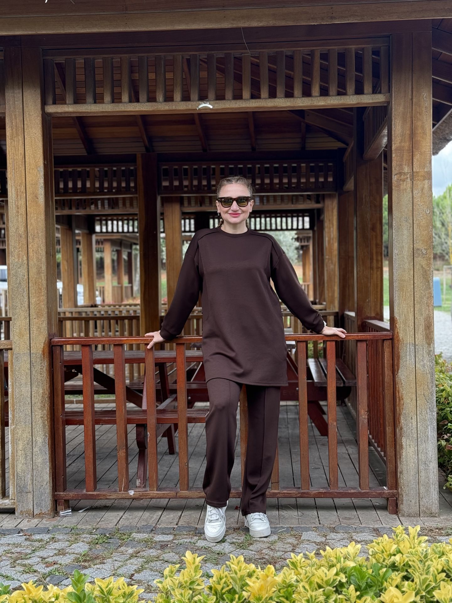 2258 Çift cepli Oysho takım Kahve