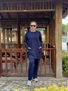 2258 Çift cepli Oysho takım Lacivert