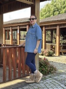 Orjinal kısa kol kot gömlek mavi