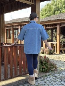 Orjinal kısa kol kot gömlek mavi