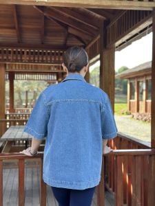 Orjinal kısa kol kot gömlek mavi