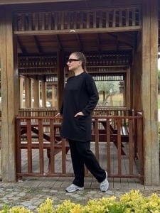 2258 Çift cepli Oysho takım Siyah