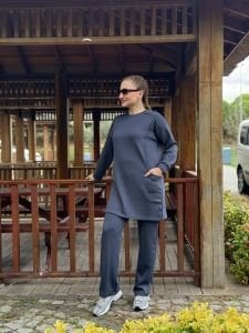 2258 Çift cepli Oysho takım Antrasit