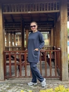 2258 Çift cepli Oysho takım Antrasit