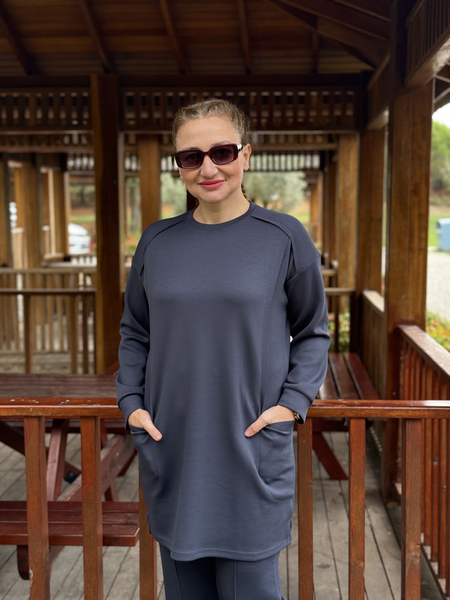 2258 Çift cepli Oysho takım Antrasit